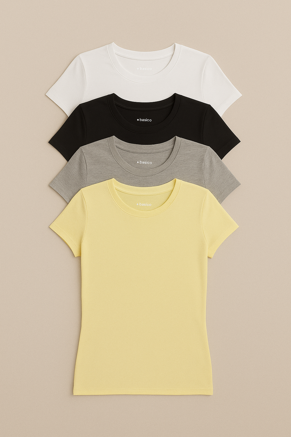 Pack de 3 remeras básicas estilo SKIMS en colores neutros